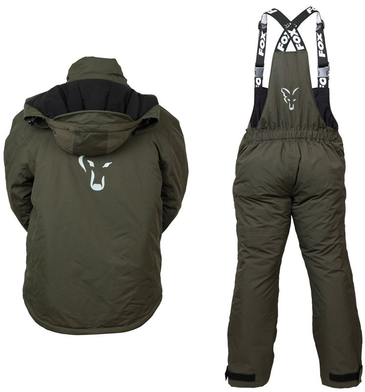 Fox Carp Winter Suit / Jacket and Salopettes / Fishing Clothing / Green / Sliver